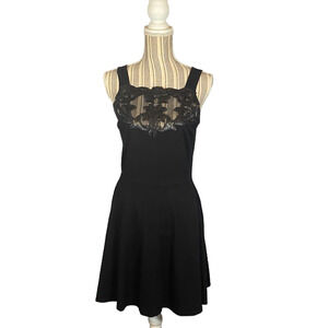 Aqua Black Lace Sleeveless Mesh Upper Dress Women Large Elegant Cocktail Chic